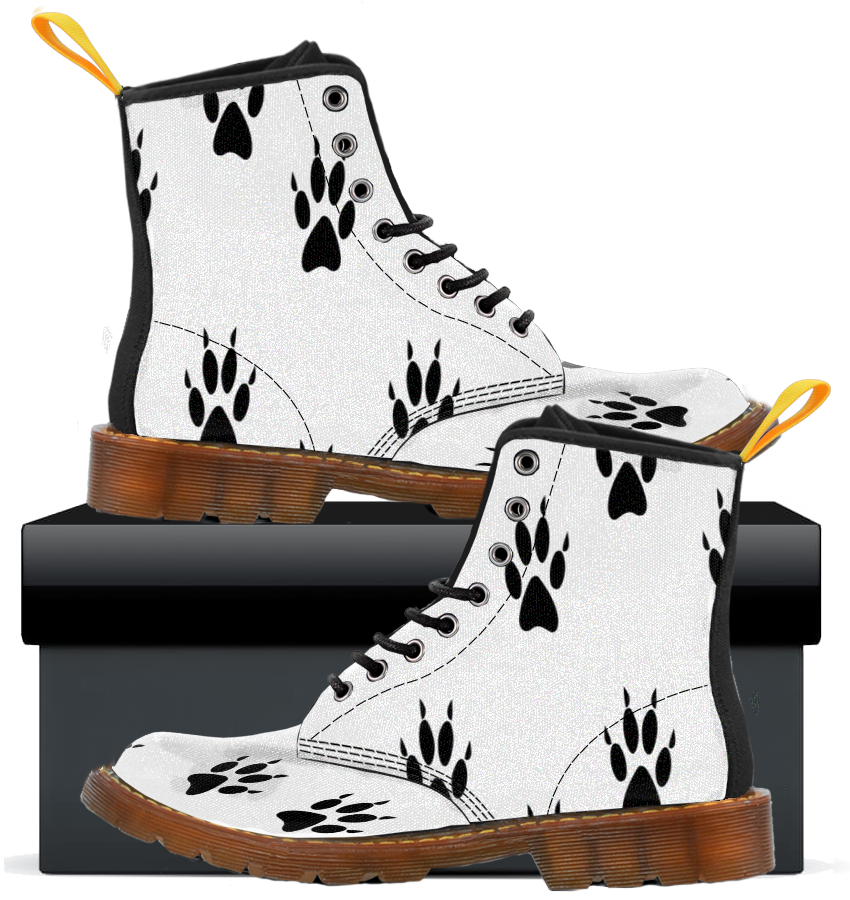 Cat Paw Print  - Womens Canvas Boots