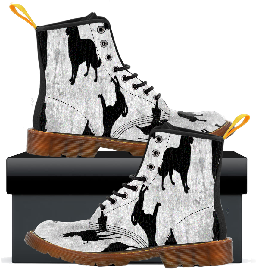 Dogs Silhouette - Womens Canvas Boots