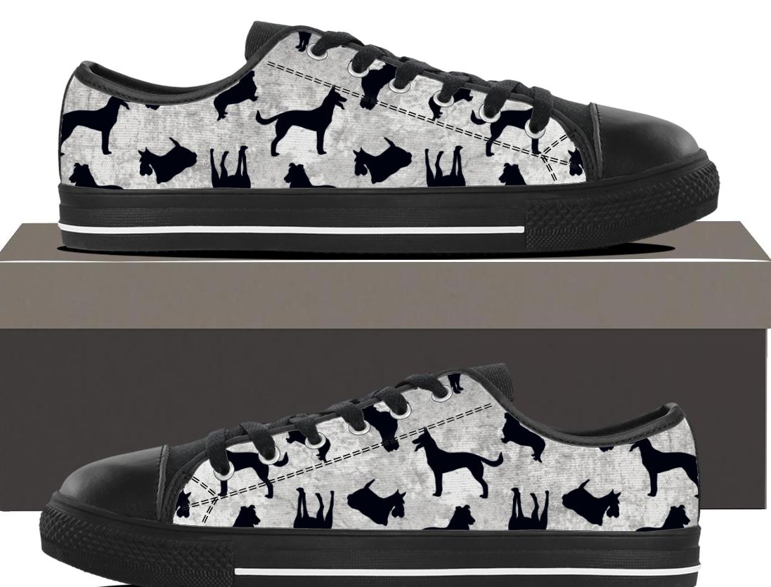 Dogs Silhouette  - Womens Lowtop
